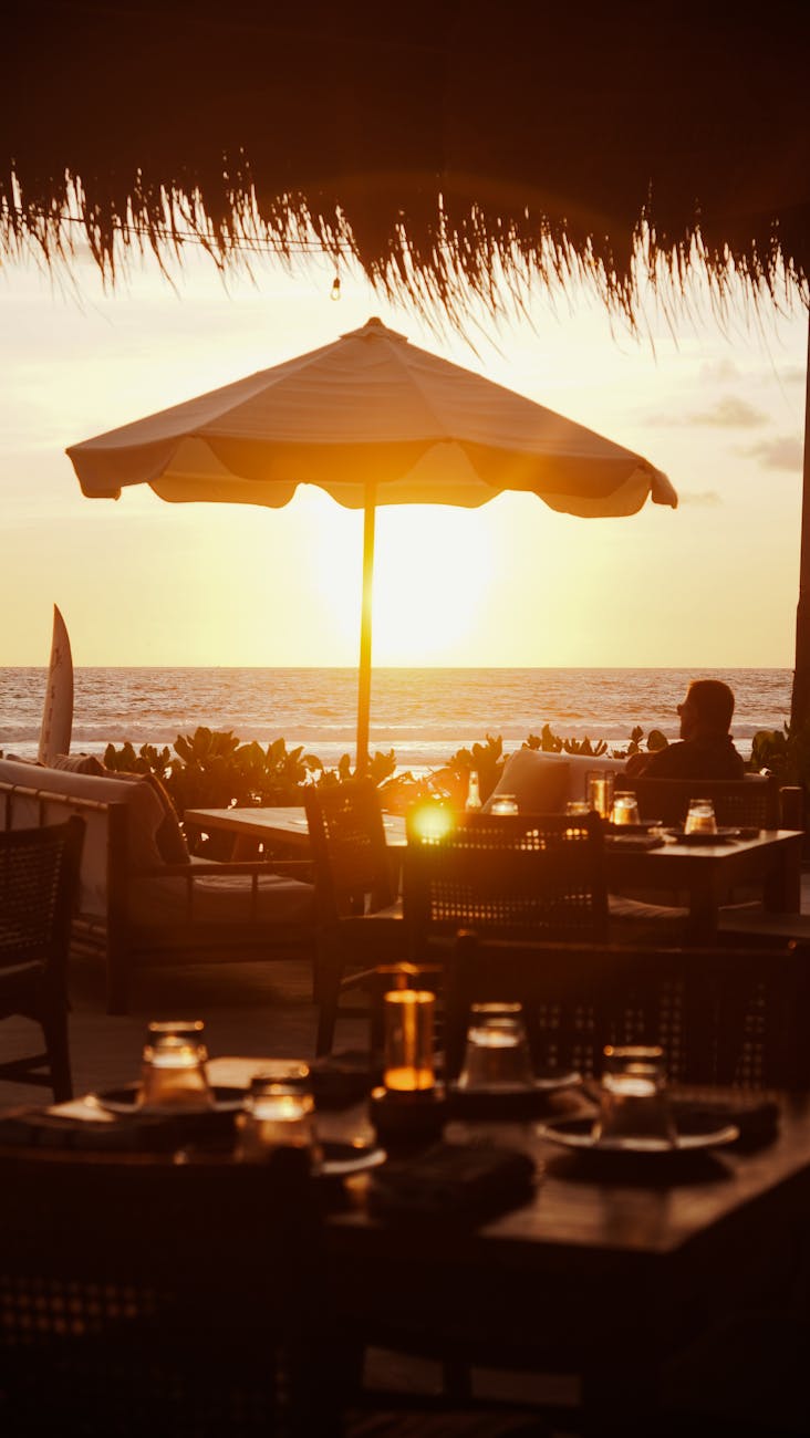 Candlelit tables at the beachfront restaurant at Blue Apple Beach, Tierra Bomba