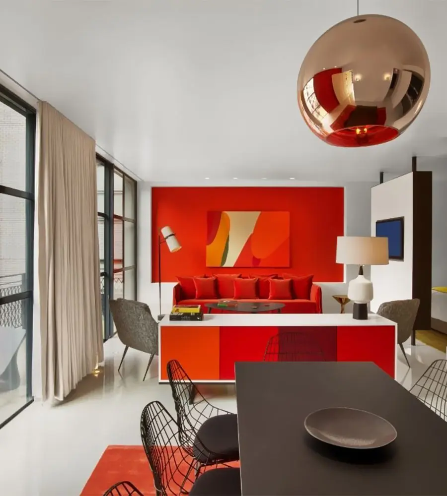 Interior of one of our suites designed with artist William Engel